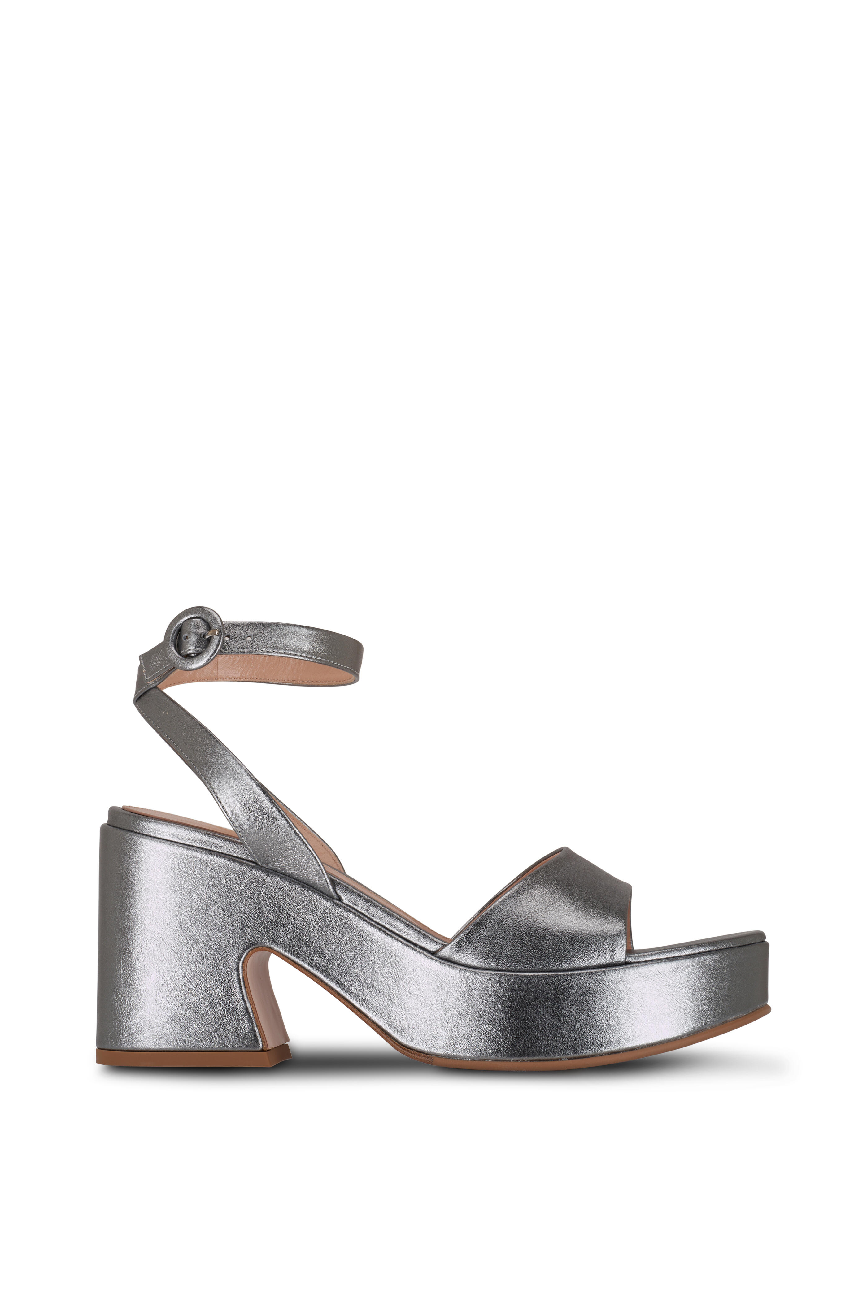 Gianvito Rossi - Metallic Steel Ankle-Strap Platform Sandal