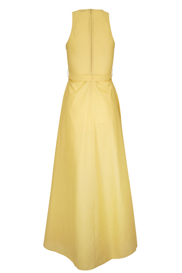 Brunello Cucinelli Yellow Poplin Belted Maxi Dress - view 2