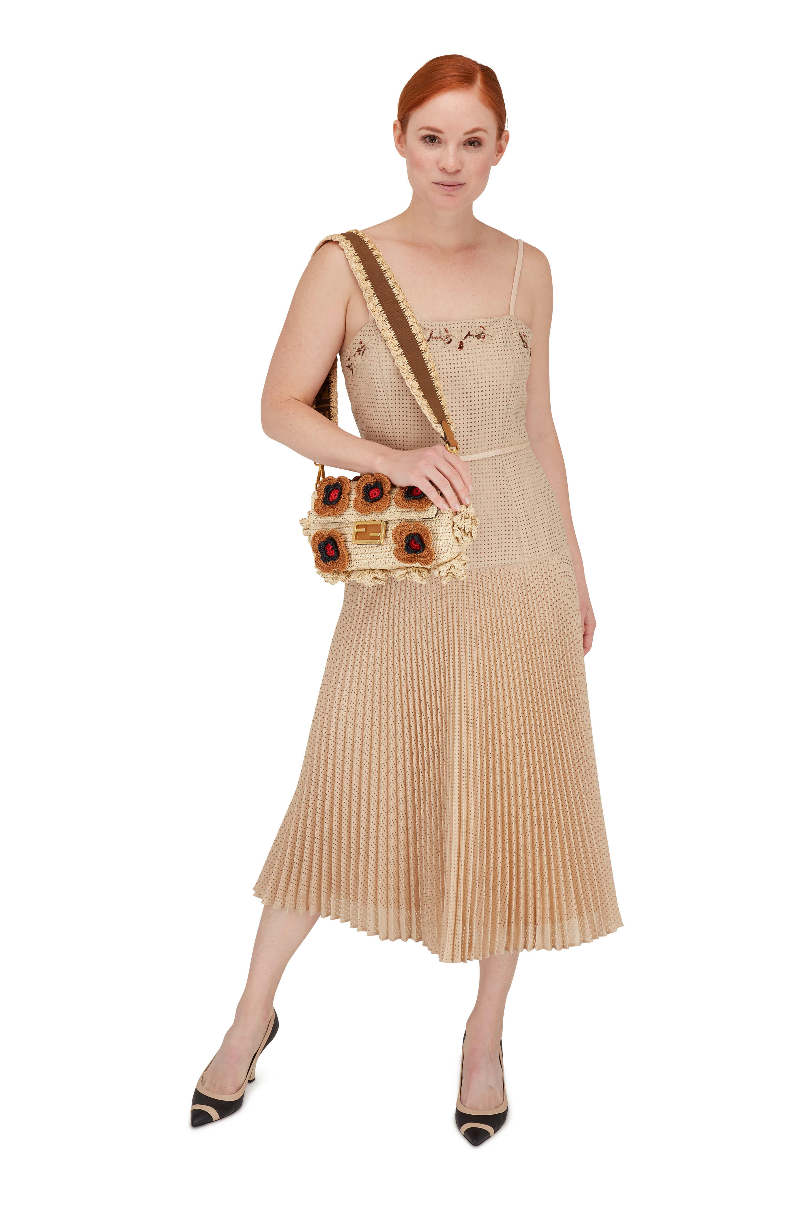 Fendi - Beige Micro-Mesh Mohair Sleeveless Dress