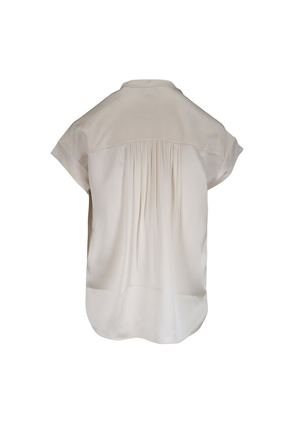 Vince Crème Silk Gathered Cap-Sleeve Blouse - view 2