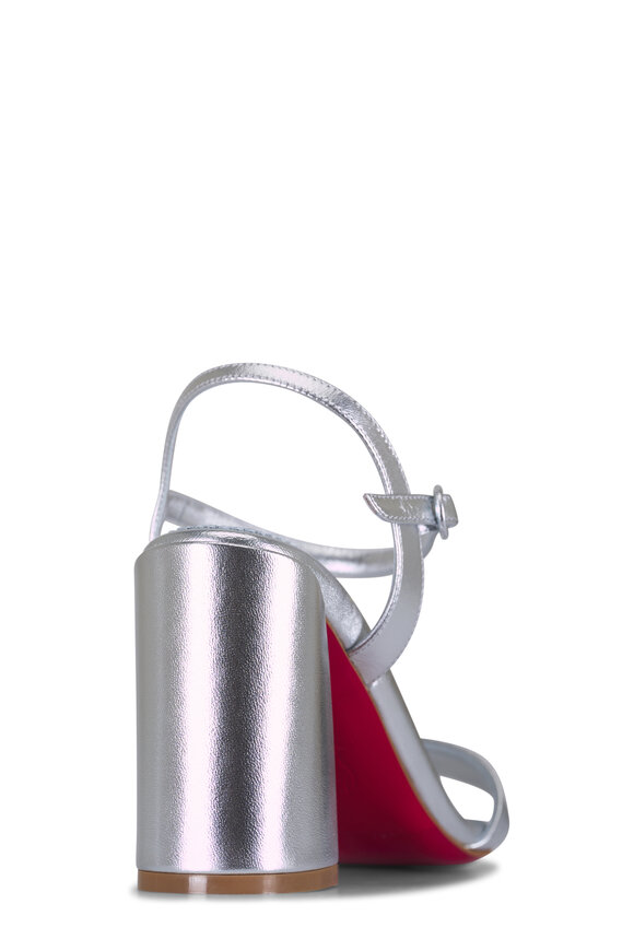 Christian Louboutin Jane Silver Laminated Leather Sandal, 85mm - view 3