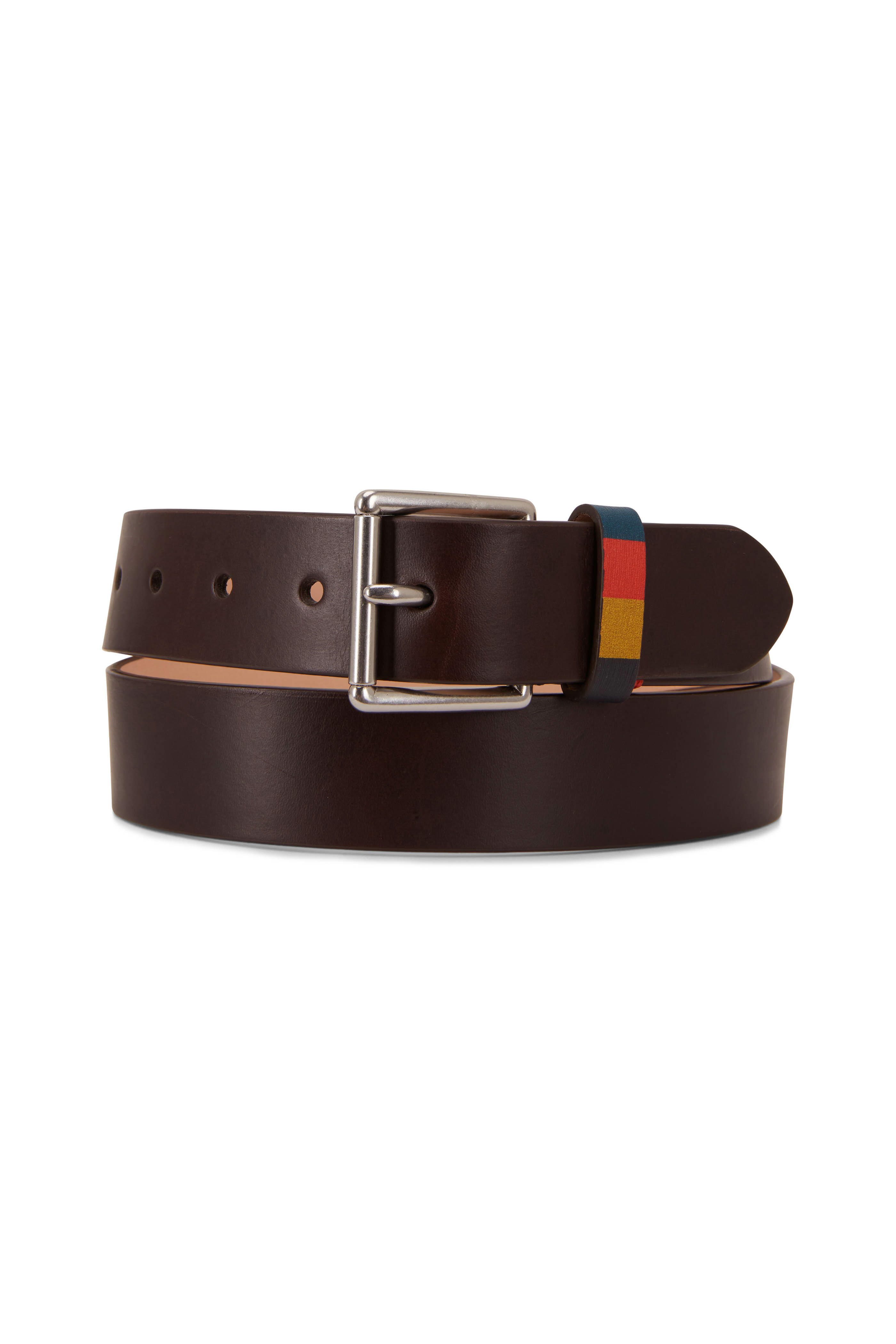 Paul Smith - Brown Leather Stripe Keeper Belt