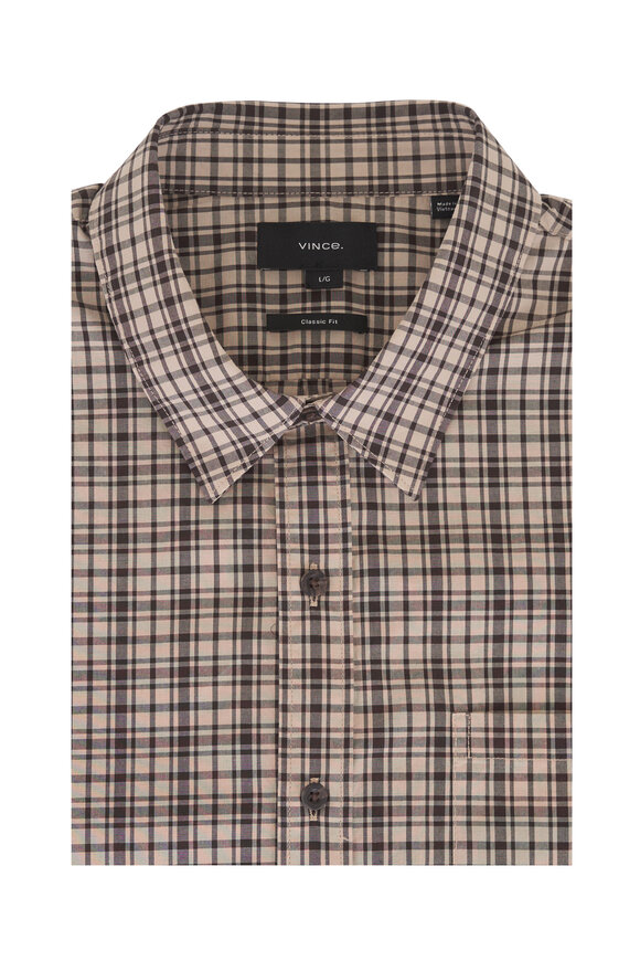 Vince Great Falls Sand Plaid Cotton Sport Shirt