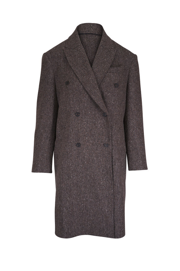 Brunello Cucinelli Black & Brown Herringbone Lurex Topper - view 1