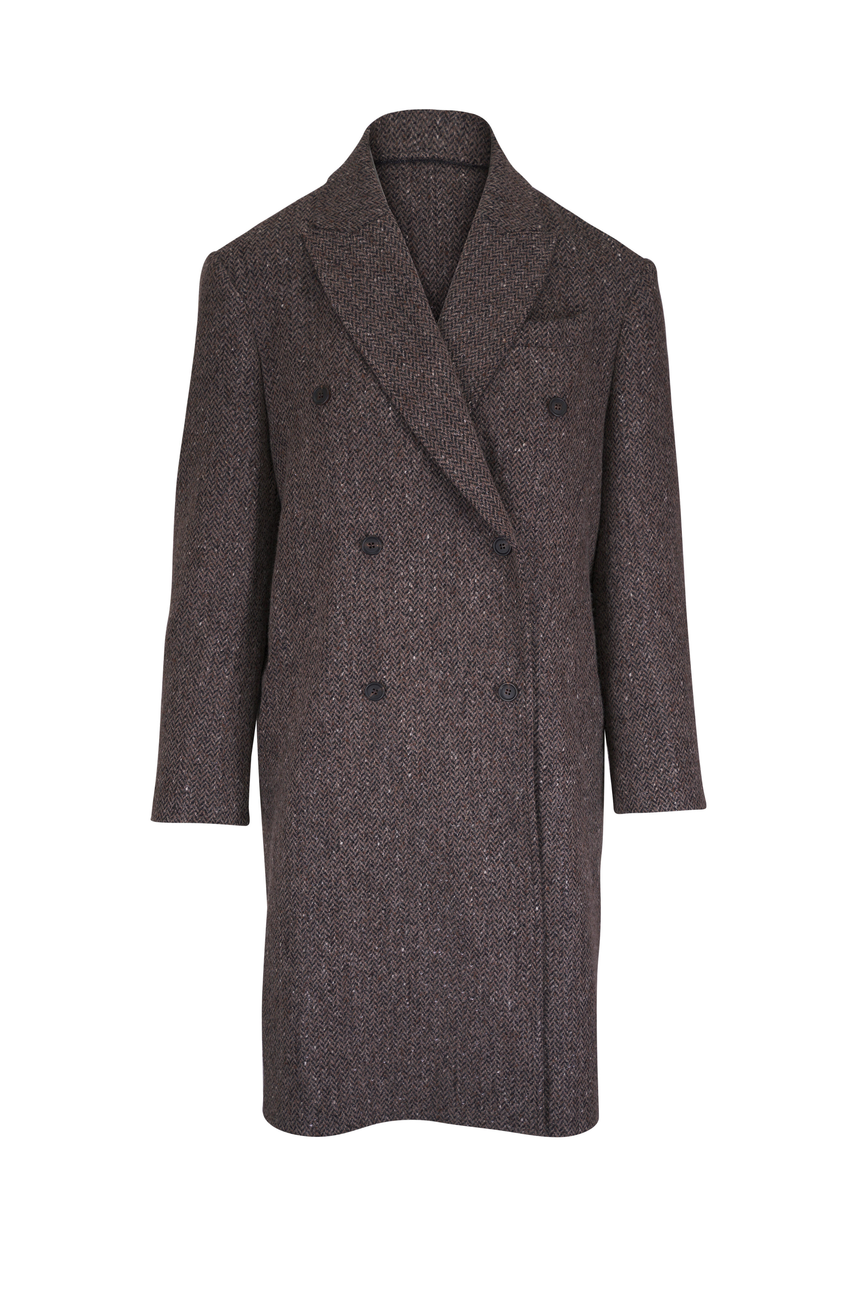 Brunello Cucinelli - Black & Brown Herringbone Lurex Topper - view 1