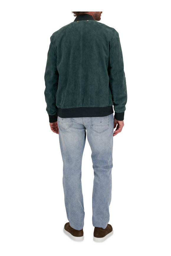 Paul Smith - Dark Green Lamb Suede Bomber Jacket 