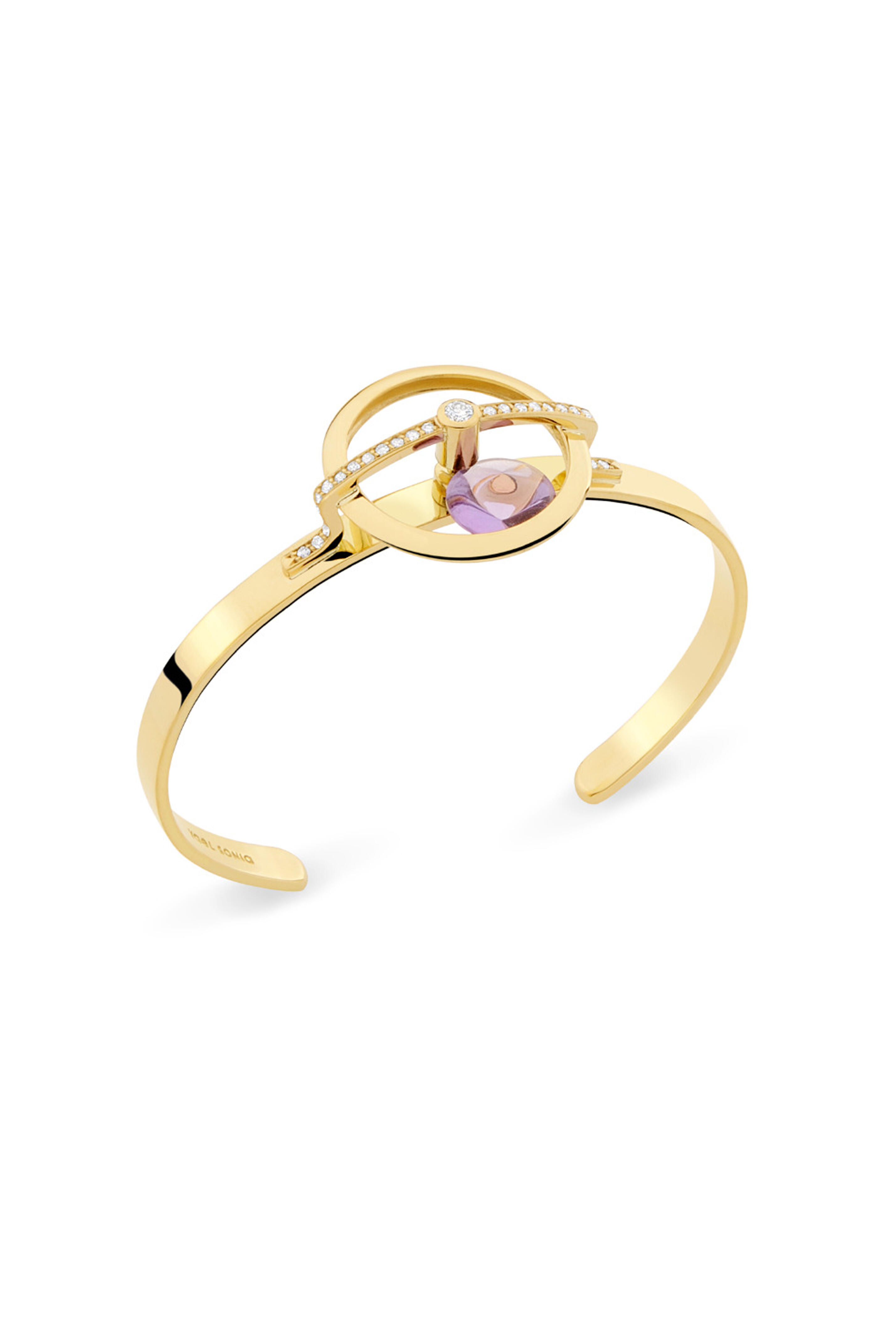 Yael Sonia - Amethyst Spinning Top Spinning Cuff Bracelet