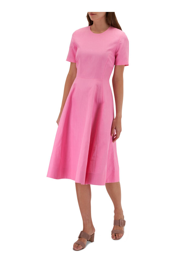 Lafayette 148 New York - Pink Silk & Linen Midi Dress