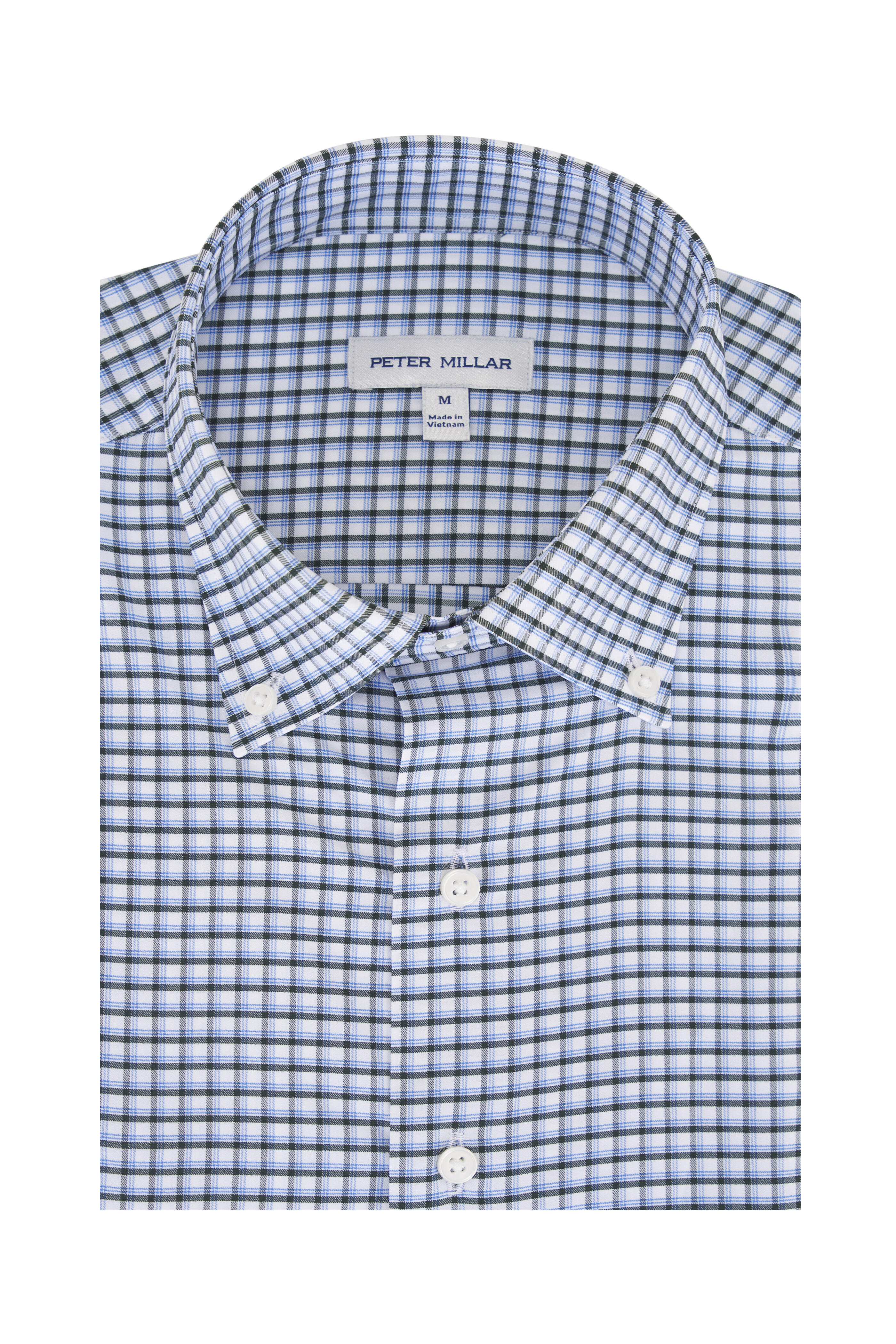 Peter Millar - Cashiers Dark Green & Blue Plaid Twill Sport Shirt
