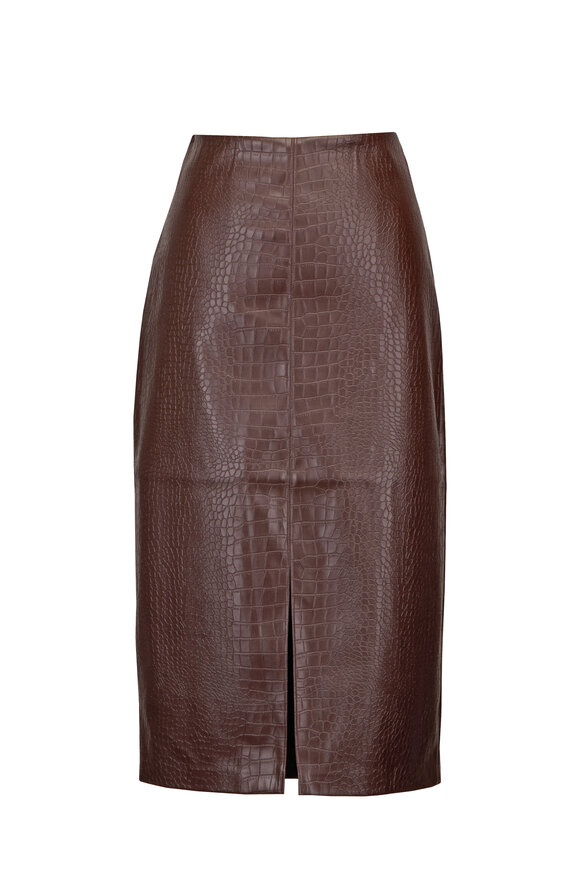 Brochu Walker Esme Brown Embossed Midi Skirt - view 1
