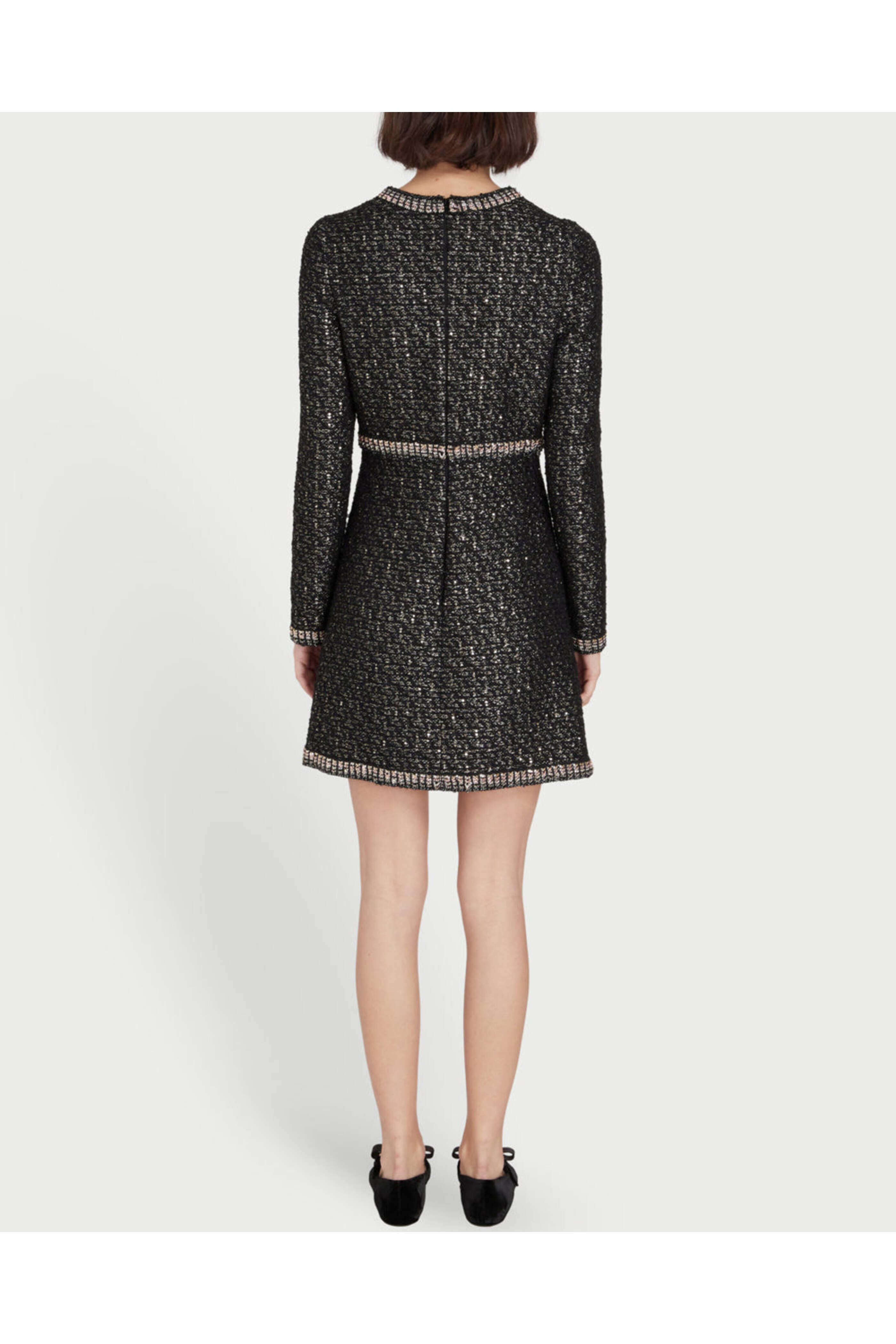giambattista valli embroidered boucle mini dress Giambattista Valli Rose Boucl Tweed Shift Dress in Natural