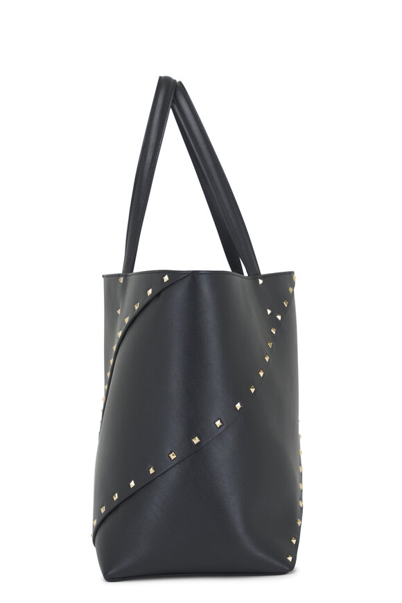 Valentino Garavani - Wispy Black Leather Rockstud Tote 