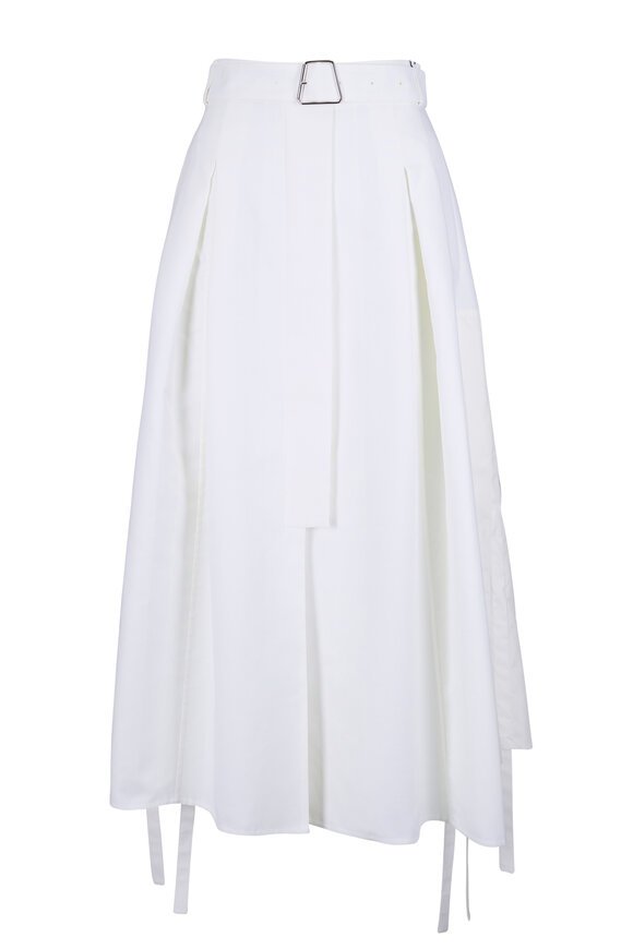 Akris Ecru Belted Side Panel Midi Skirt