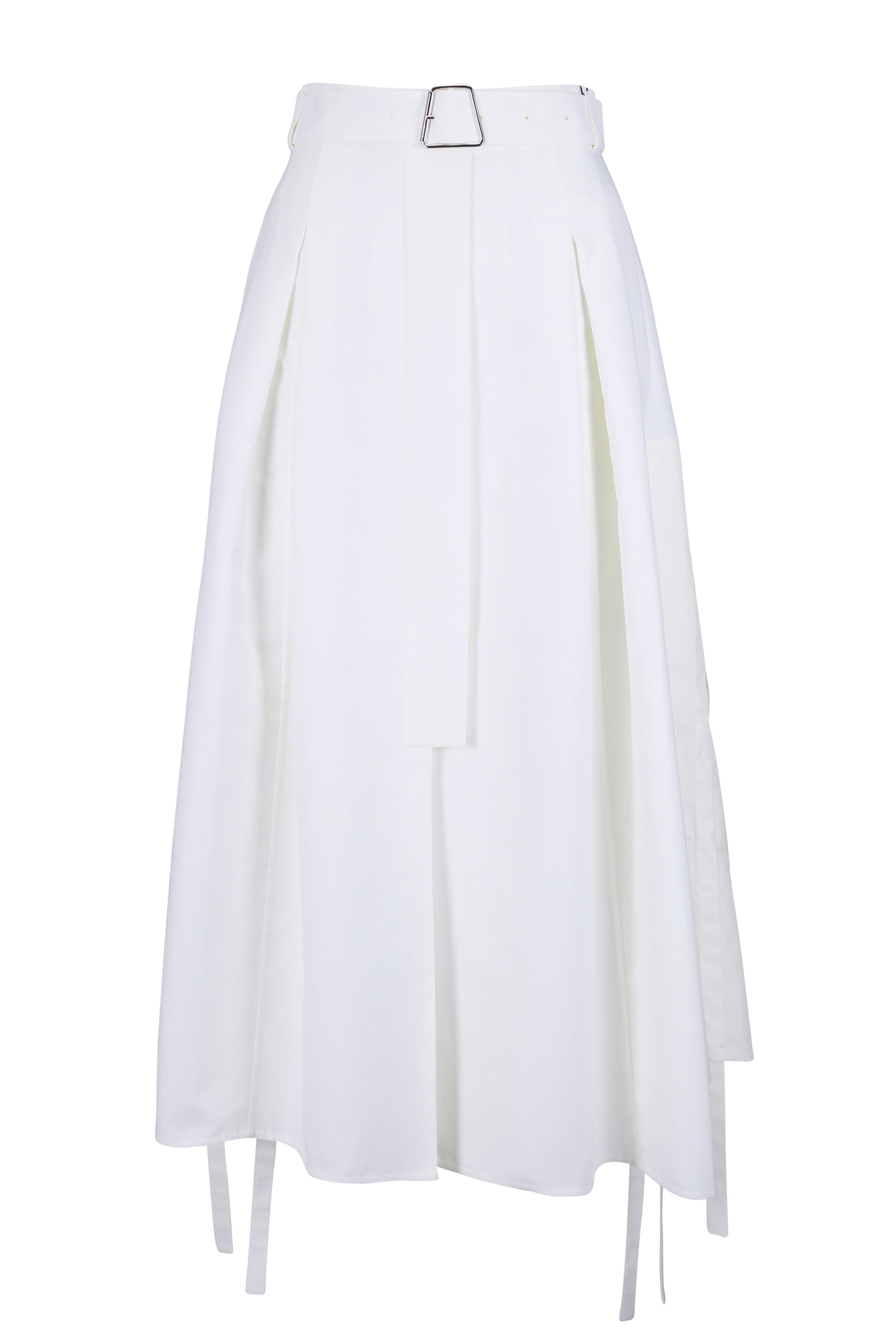 Akris - Ecru Belted Side Panel Midi Skirt