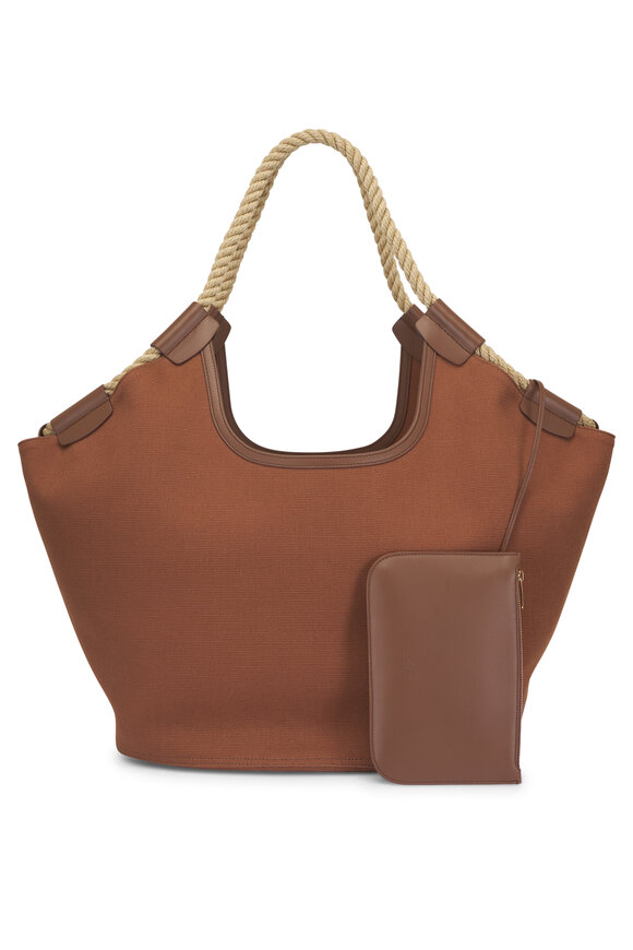 Loro Piana Gioia Vicuna & Dark Vicuna Cotton Shopper Tote - view 4