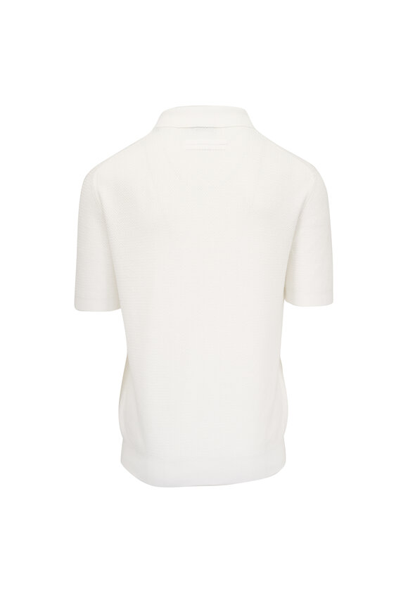Zegna White Jacquard Johnny Collar Polo - view 3