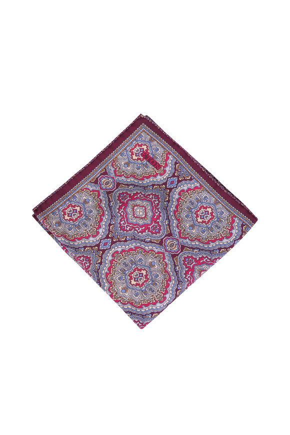 Eton Red Reversible Silk Pocket Square