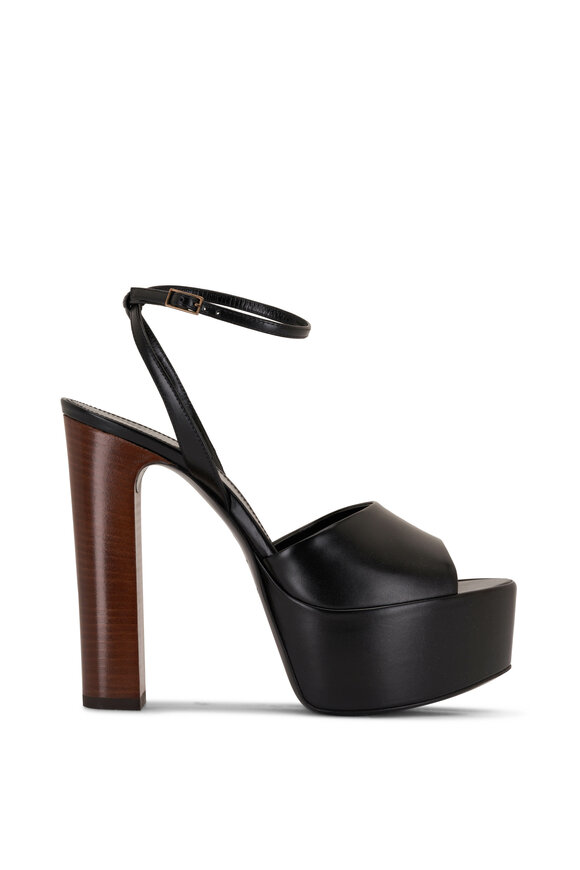 Saint Laurent - Jodie Black Leather Platform Sandal, 145mm