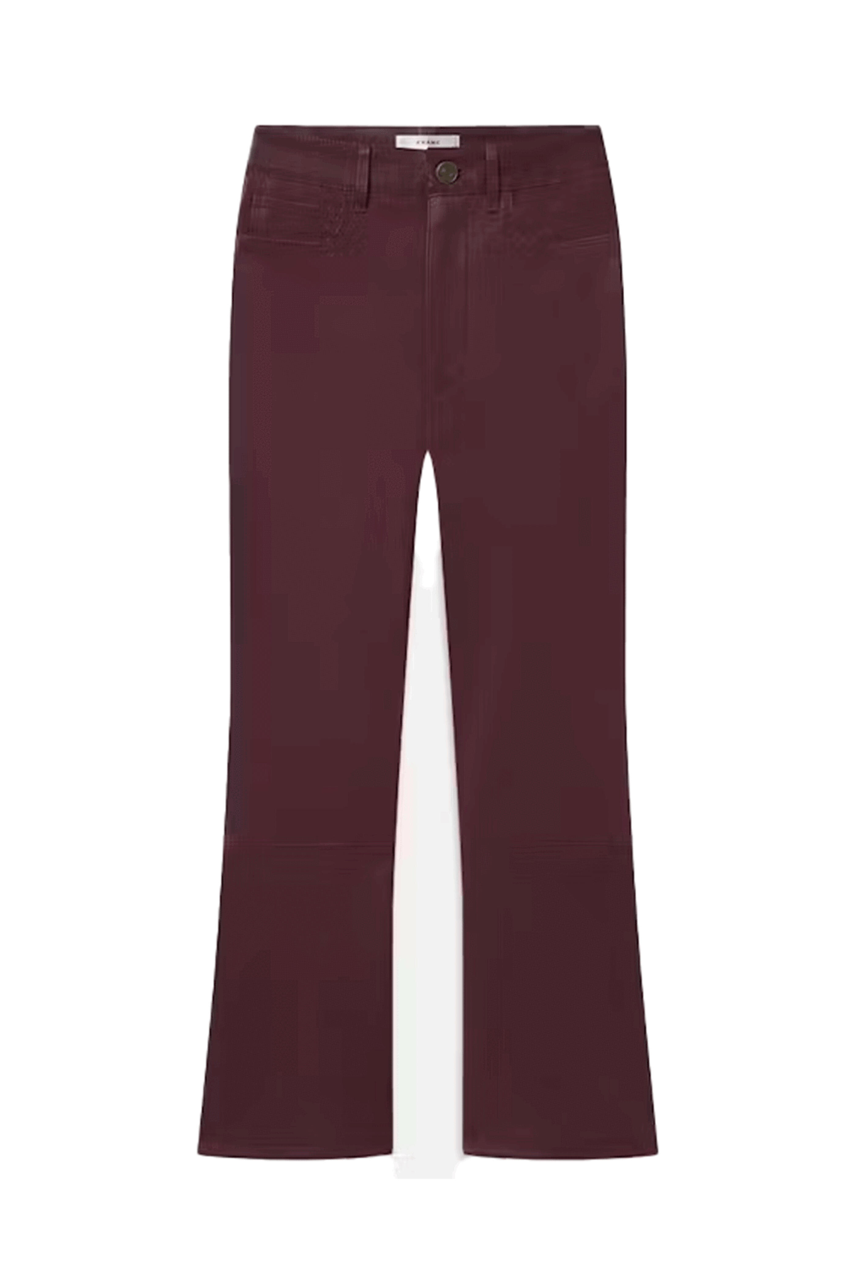 Frame - Le Crop Mini Boot Leather Pant in Dark Red