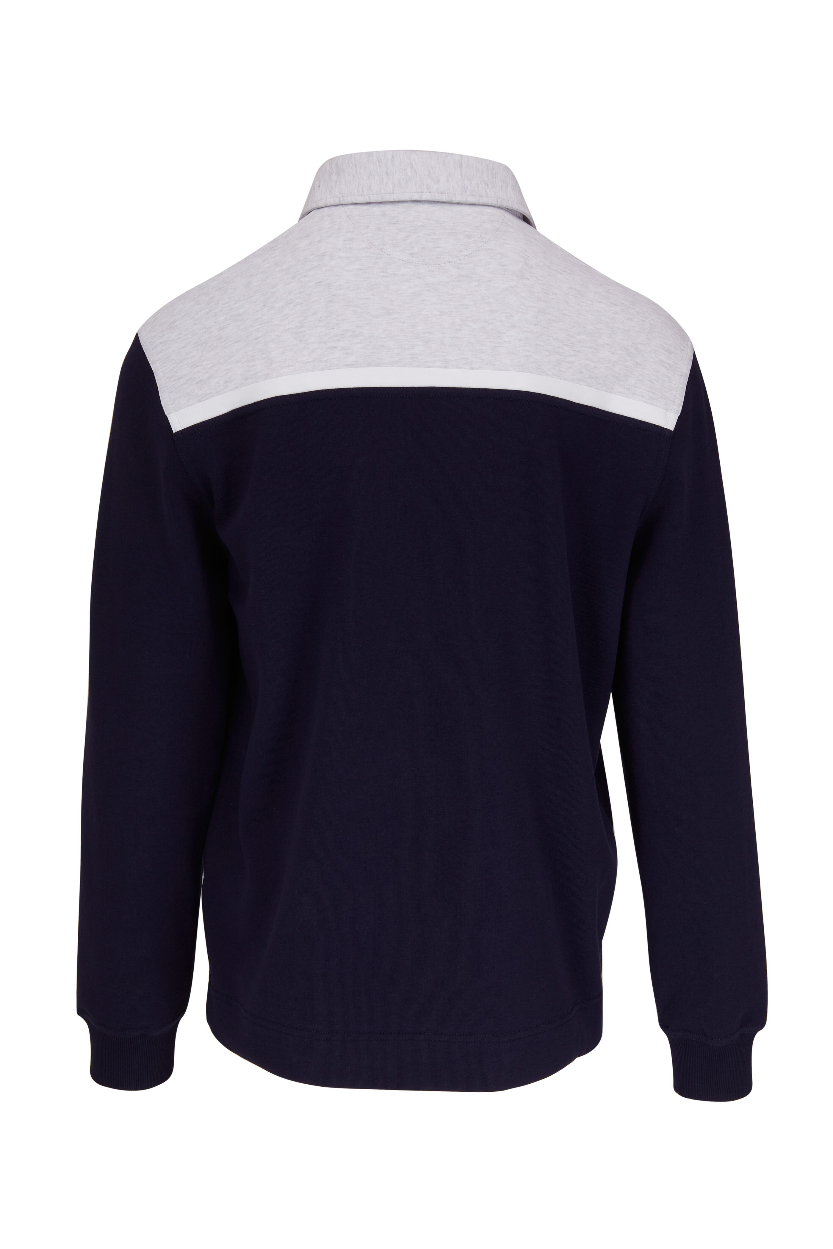 Brunello Cucinelli - Gray & Navy Colorblock Quarter Zip Pullover