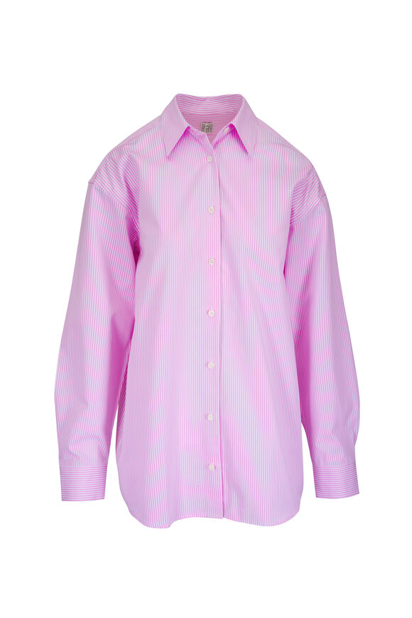 Totême Pink & White Classic Tumbled Stripe Shirt - view 1