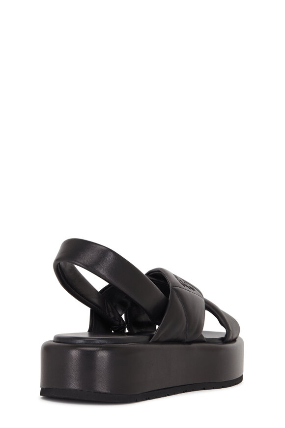 Prada - Black Quilted Leather Flatform Sandal, 35mm