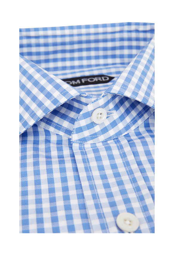 Tom Ford - Sky Blue Gingham Dress Shirt