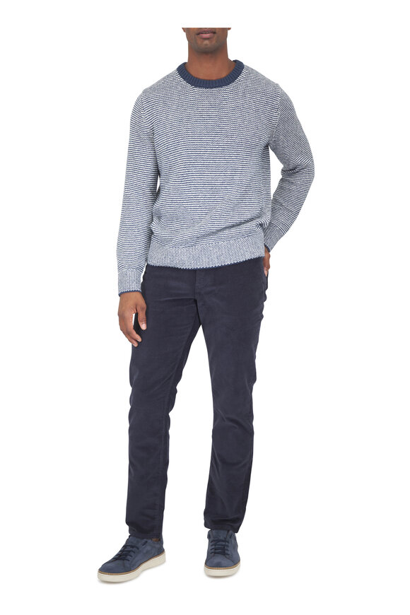 Faherty Brand Heirloom Ivory & Navy Crewneck Sweater - view 2