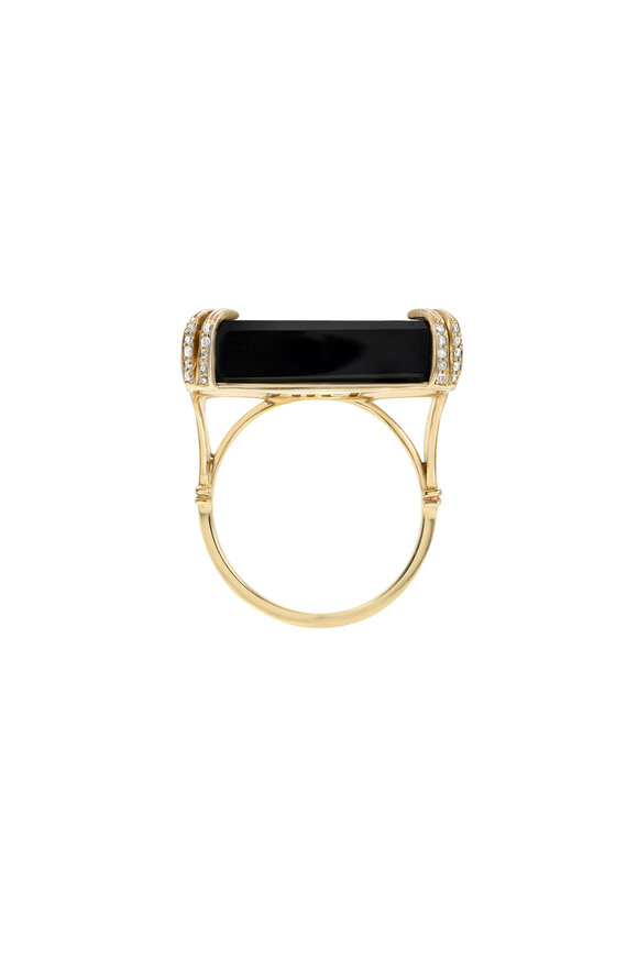 Dru - Yellow Gold Black Onyx Love Ring