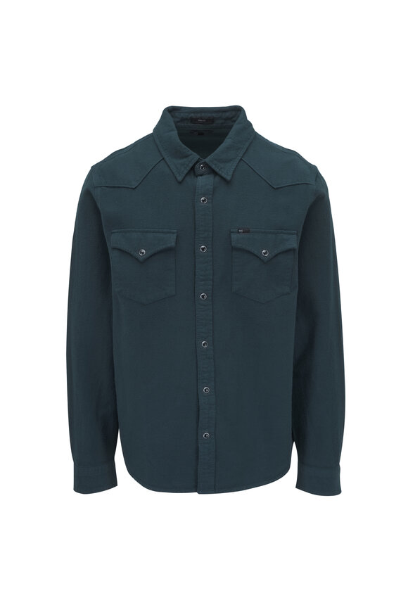 AG Western Dark Teal Cotton Snap Button Shirt