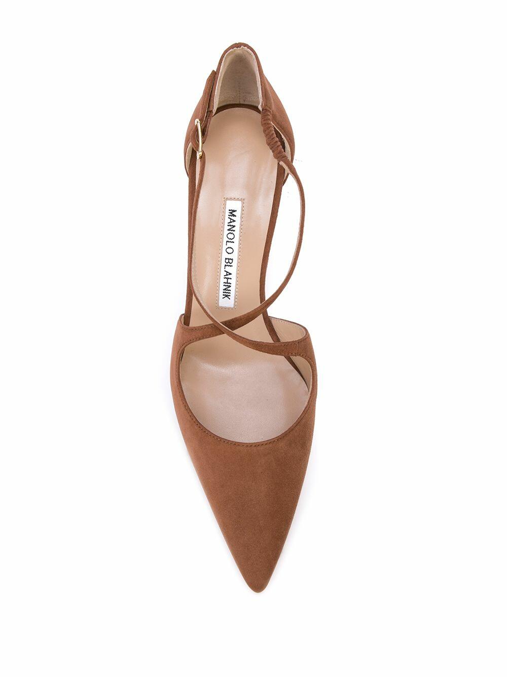 Manolo Blahnik - Umice Light Brown Suede Criss-Cross Pump, 70mm