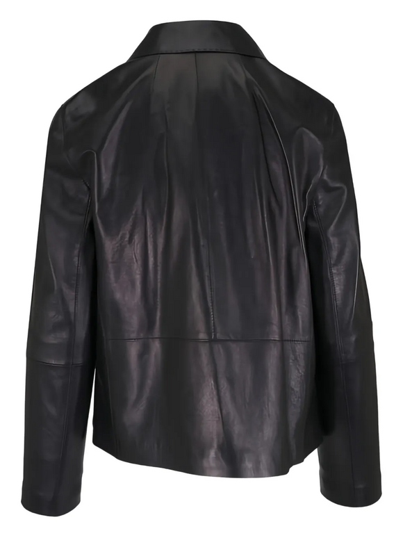 Lafayette 148 New York Black Leather Patch Pocket Jacket - view 6