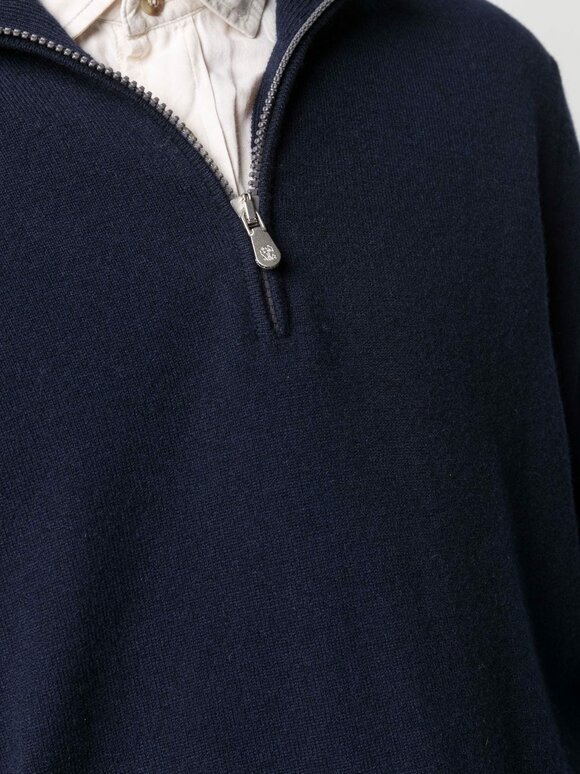 Brunello Cucinelli - Navy Cashmere Quarter Zip Pullover