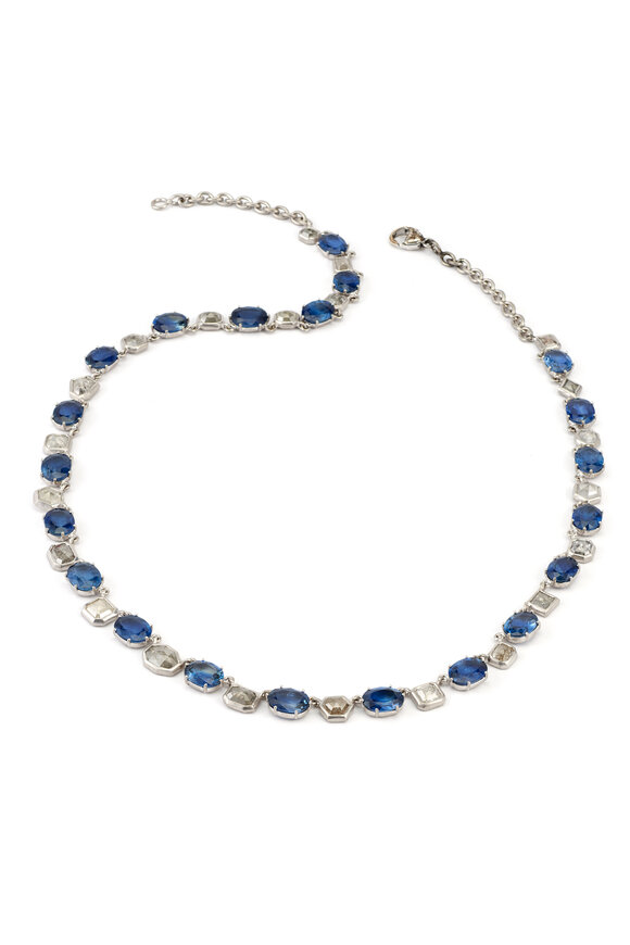 Sylva & Cie White Gold Diamond & Sapphire Necklace