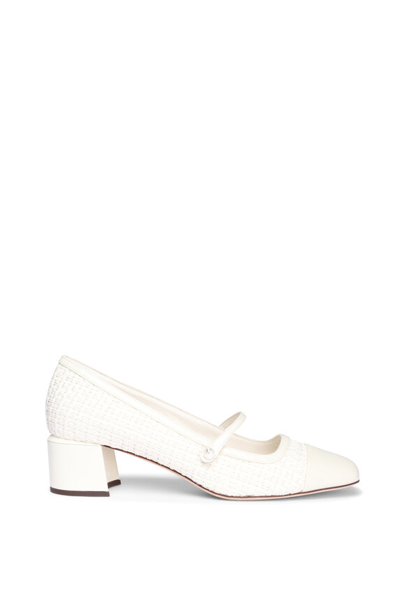 Jimmy Choo Elisa Raffia & Patent Leather Latte Pump, 45mm - view 2
