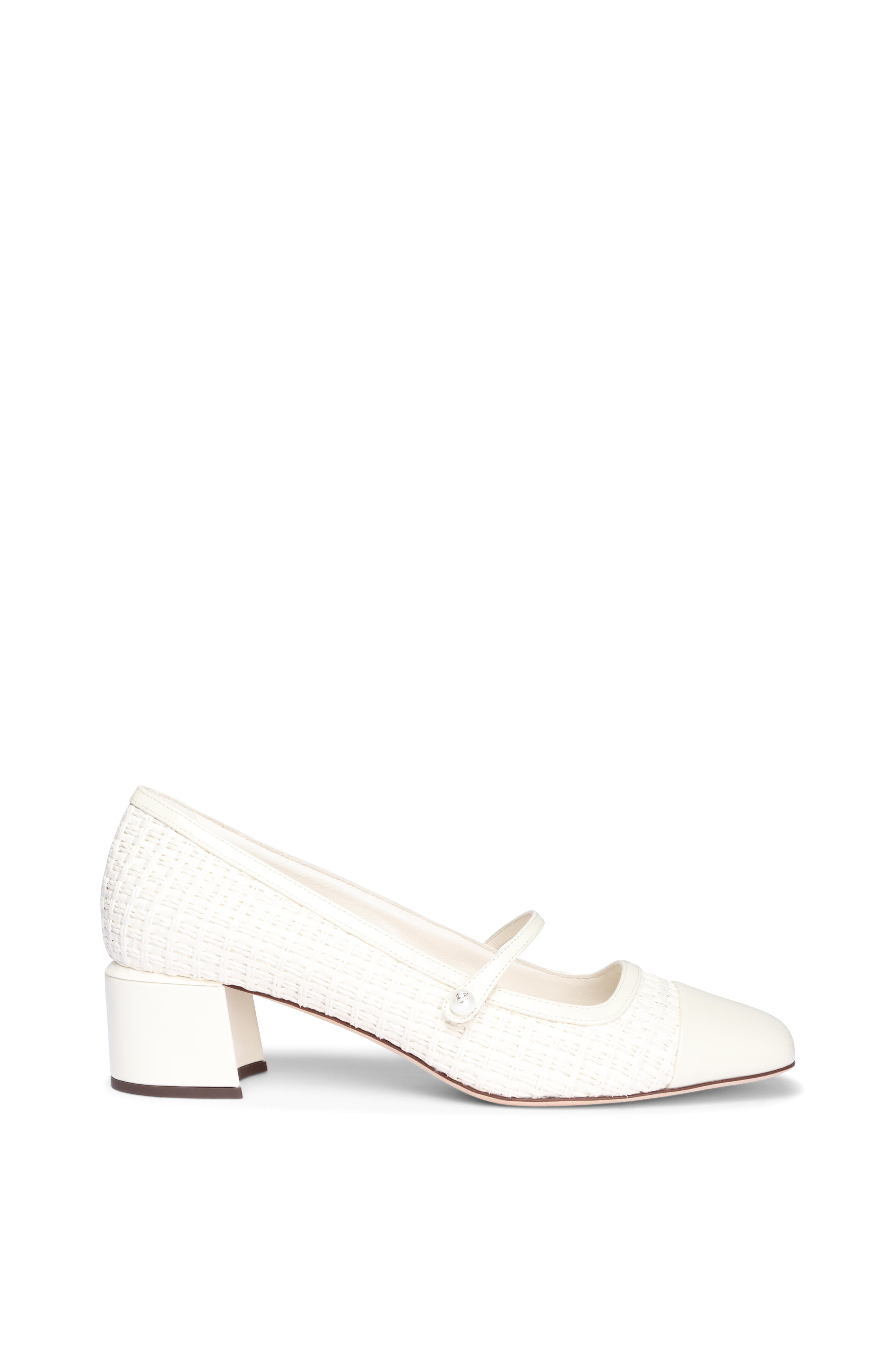Jimmy Choo - Elisa Raffia & Patent Leather Latte Pump, 45mm - view 2