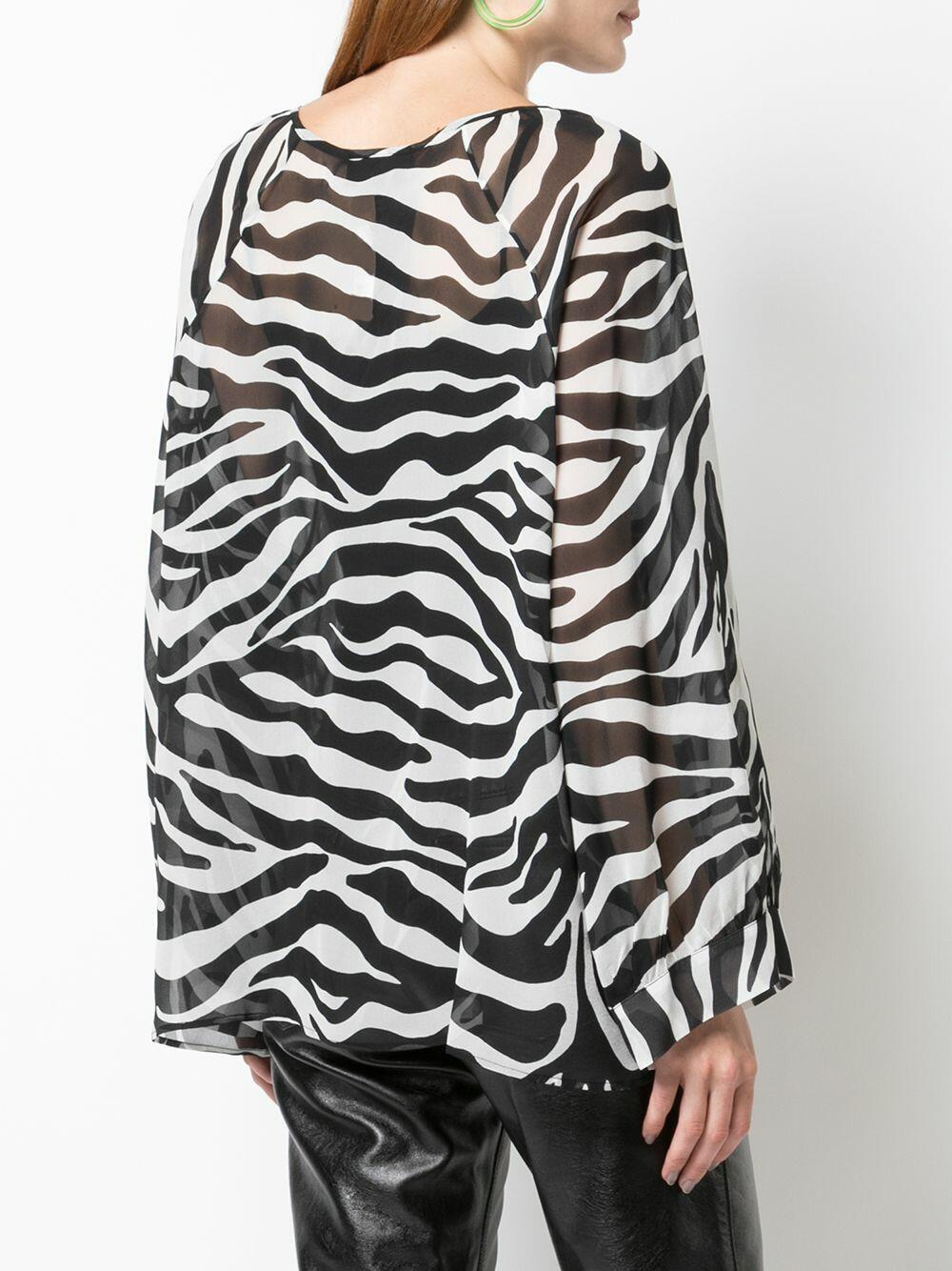 Nili Lotan - Acadia Ivory & Black Silk Tiger Blouse