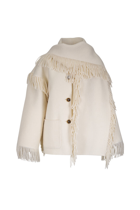 Totême Winter White Fringe Scarf Jacket