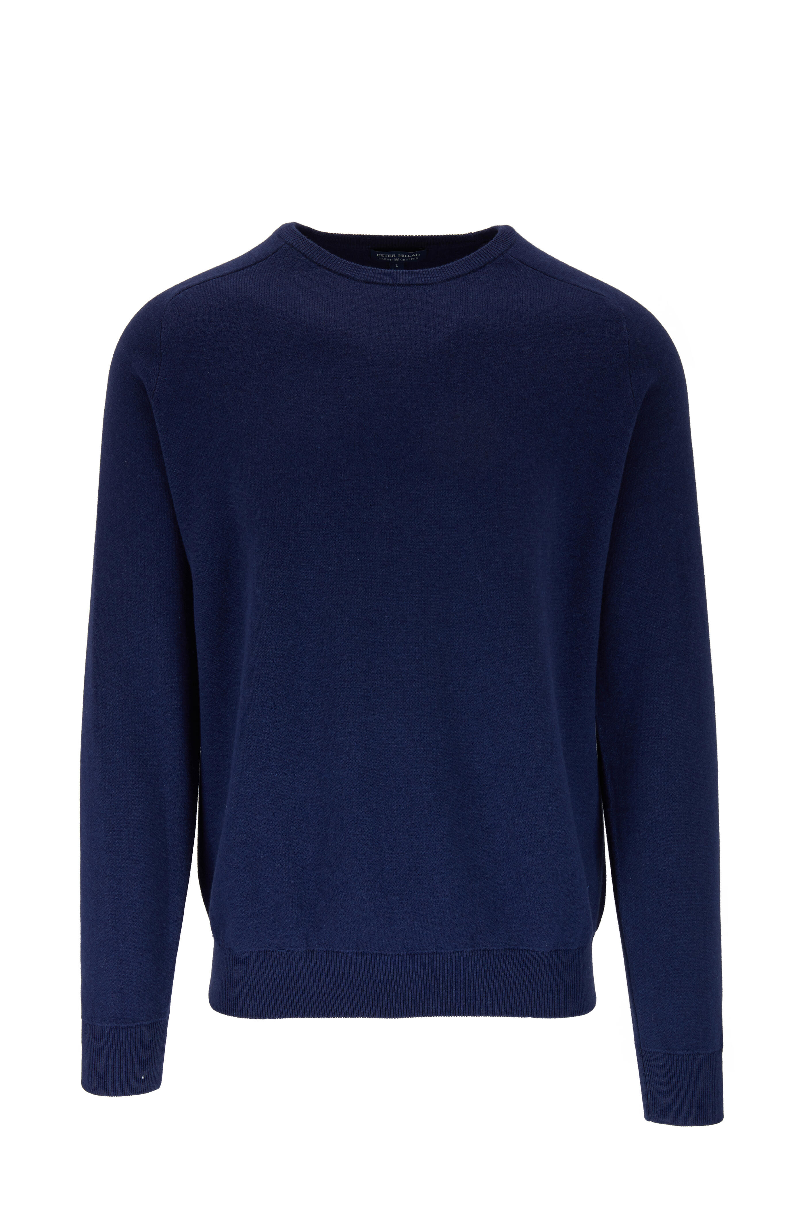 NWT PETER MILLAR Cotton Cashmere Interlock popular Crewneck Sweater Pullover Blue XL