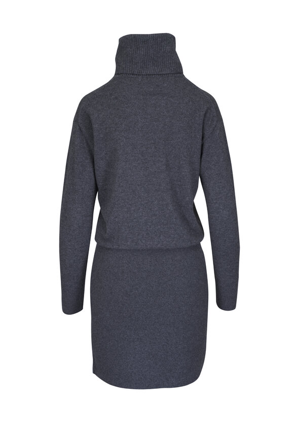 Veronica Beard - Cassidy Charcoal Merino Wool Turtleneck Mini Dress