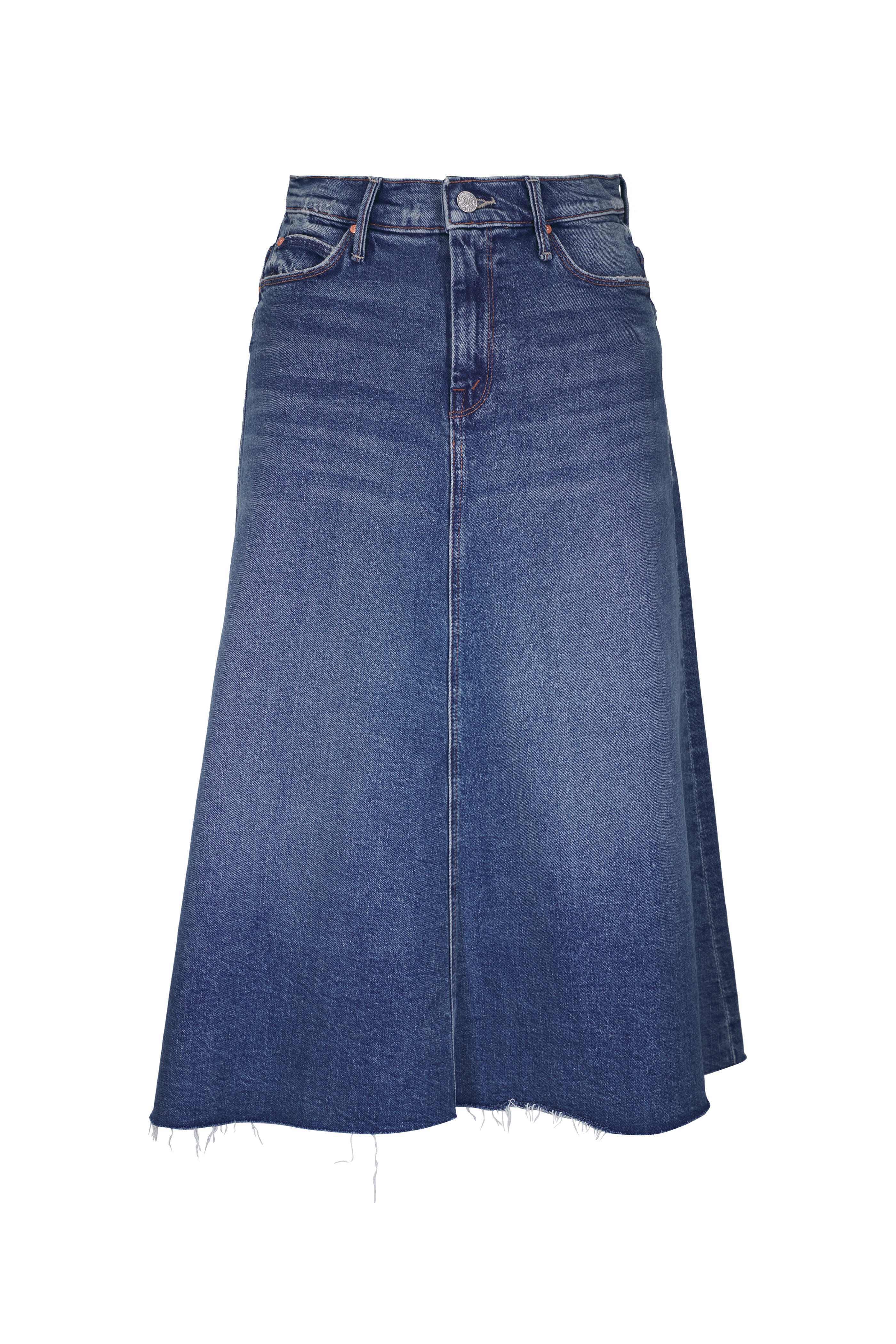 Mother - The Circle Midi Fray Dream Team Denim Skirt