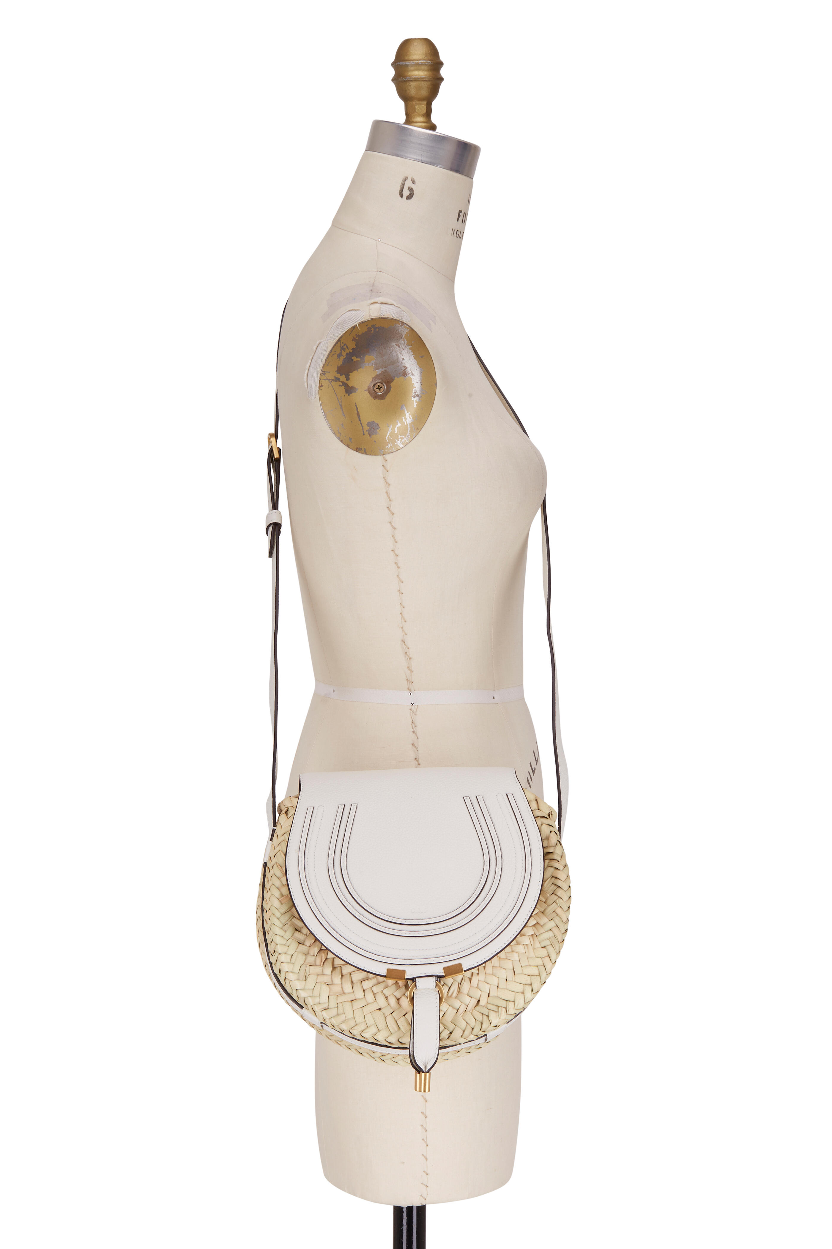 Chloé - Marcie White Leather & Raffia Crosbody