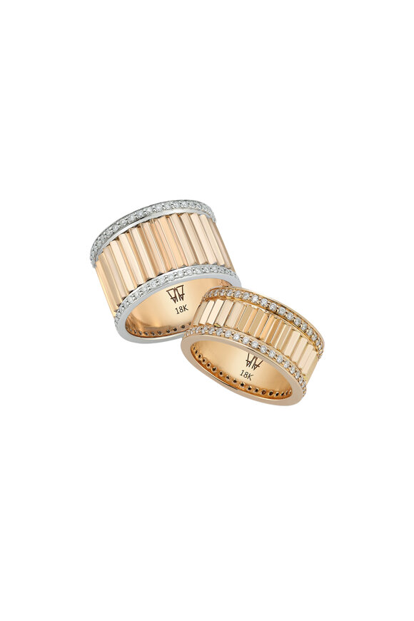 Walters Faith - Clive 18K Rose Gold & Diamond Fluted Band Ring