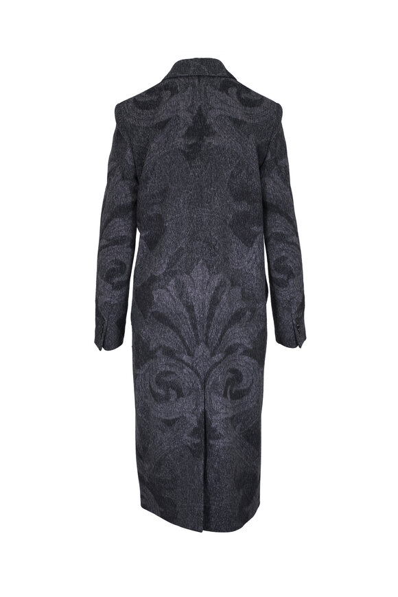 Etro - Gray Paisley Double Breasted Wool Long Coat