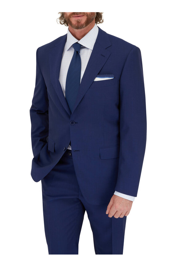 Canali - Bright Blue Tropical Wool Travel Suit