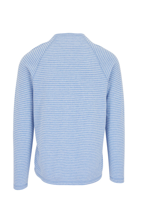 Faherty Brand - Cloud Blue & White Stripe Long Sleeve Henley 