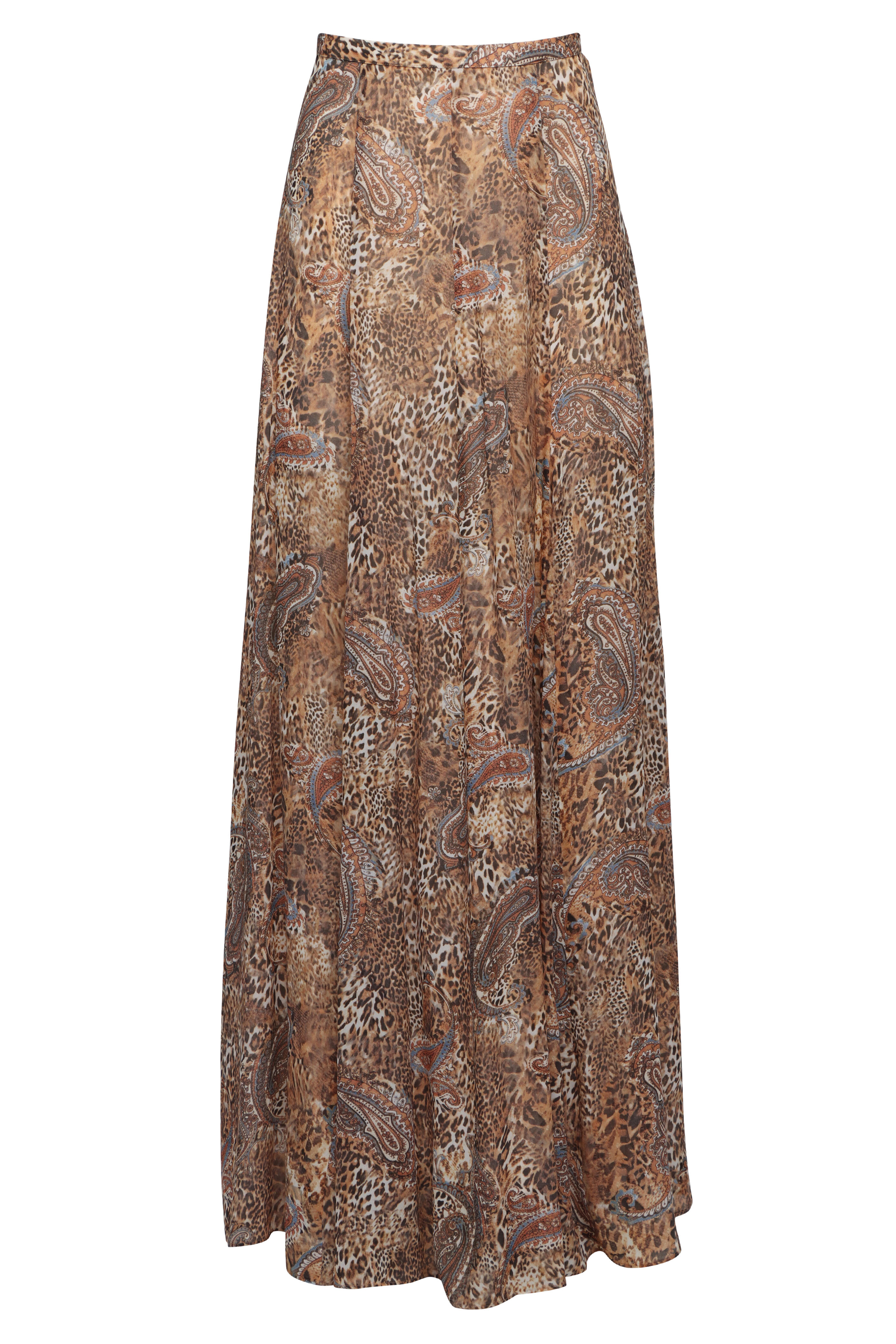 L'Agence - Patrica Brown & Blue Valencia Animal Maxi Skirt