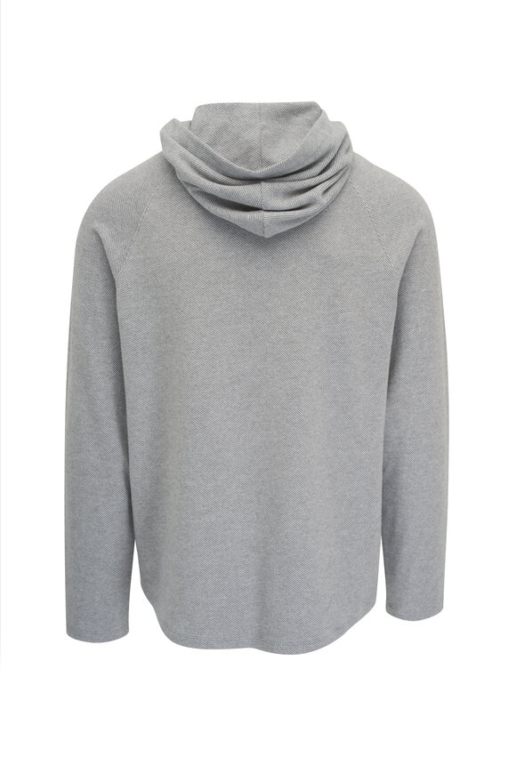 Vince - Light Gray & White Broken Twill Hoodie