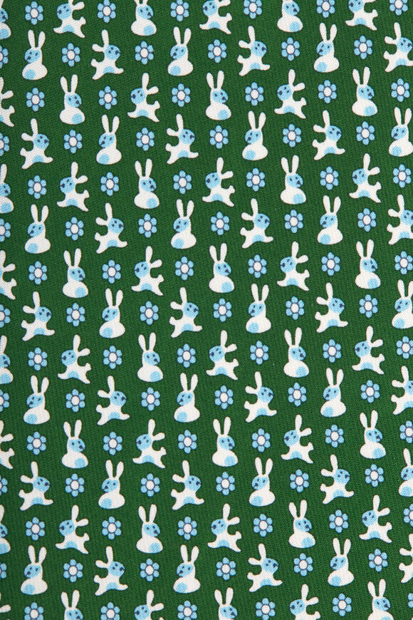 Ferragamo - Green Bunny Print Silk Necktie