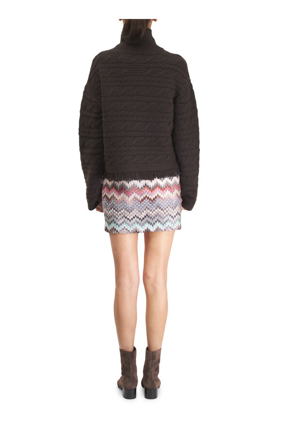 Guest in Residence Brown Cropped Cable Knit Turtleneck Sweater - view 4